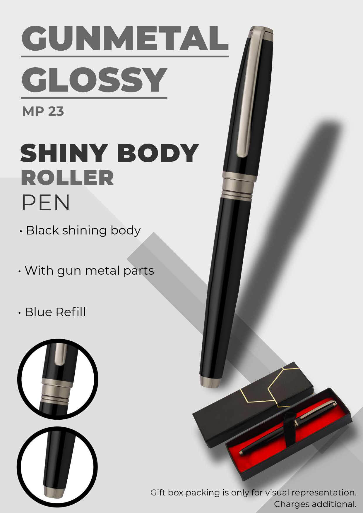 Shiny Body Roller Pen Gunmetal